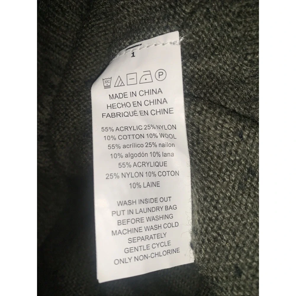 Michael Michael Kors Sweater Women L Olive Green Turtleneck Knit Logo Wool Blend